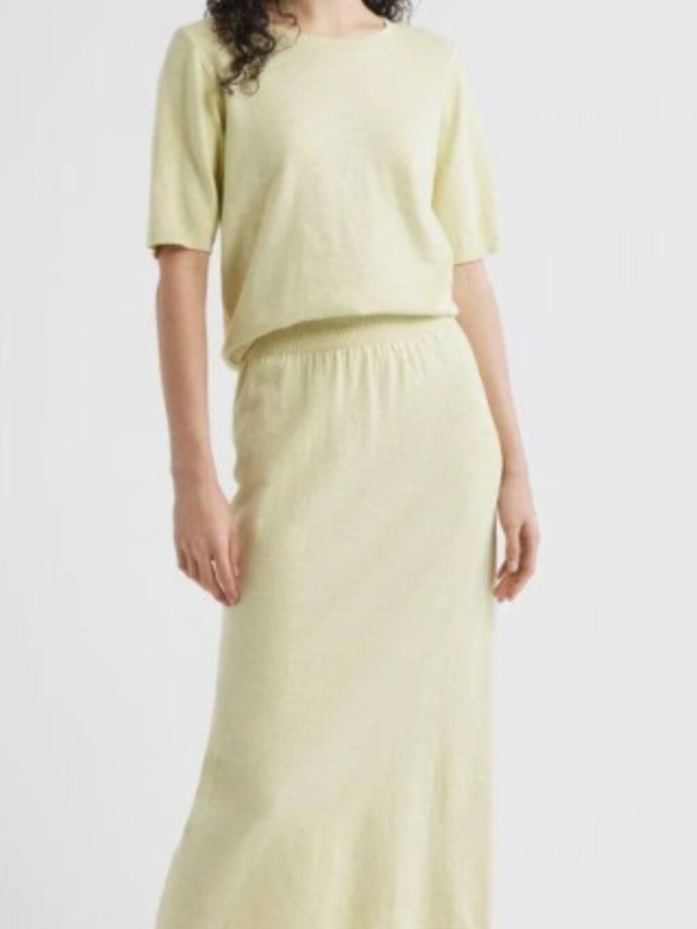 Free People Knit Tee and Midi Skirt Set NWT Lemongrass Green XL
